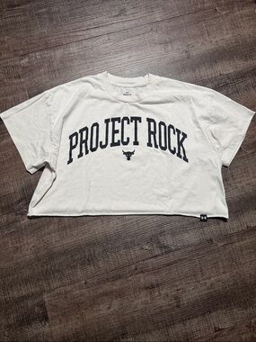 Under Armour Project Rock White and Black Cropped Tee